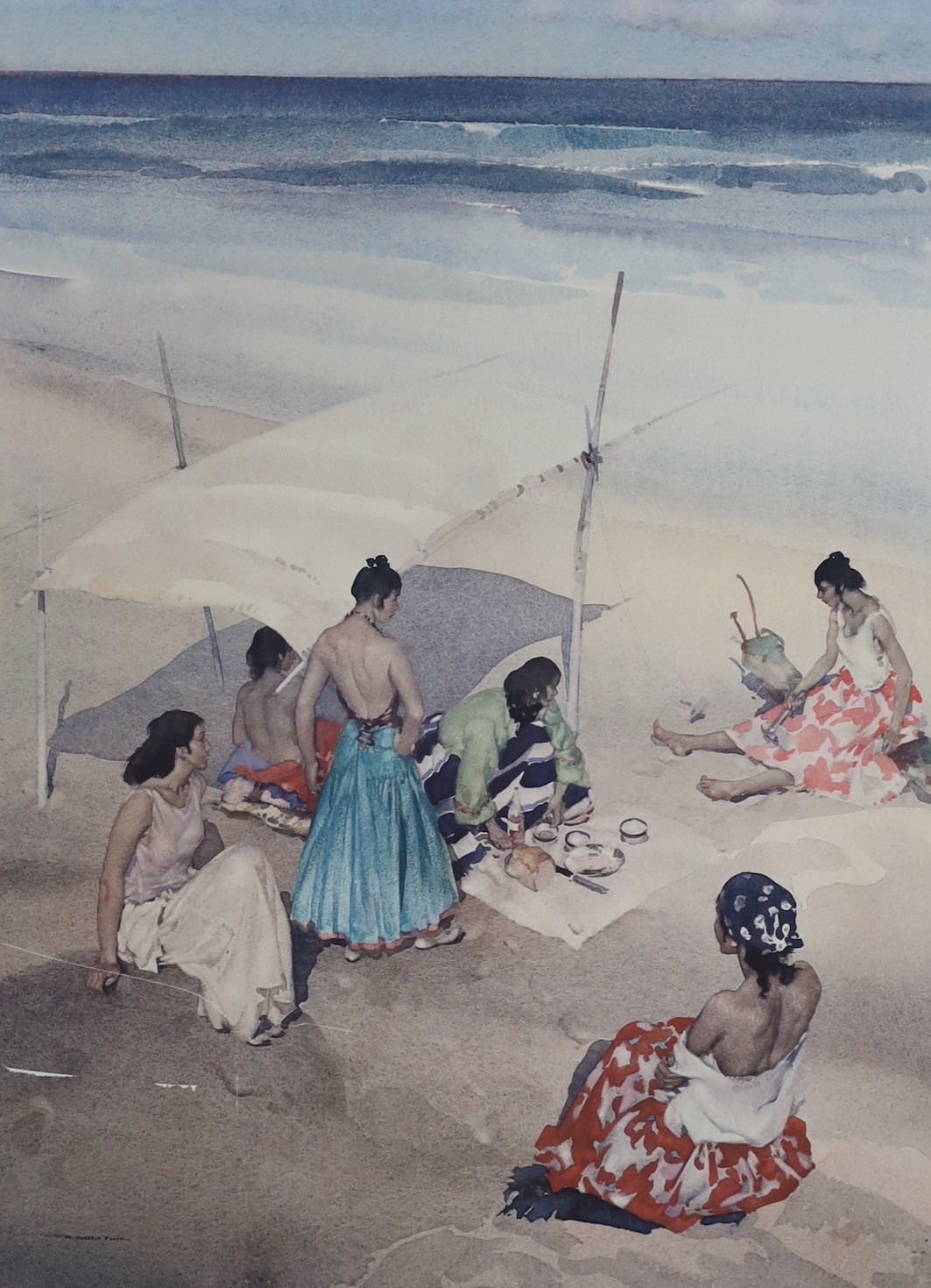 Sir William Russell Flint, colour print, 'Gitanas at La Galera', signed in pencil, 68 x 50cm
